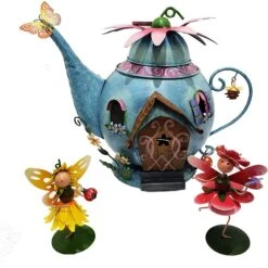 Fairy Kingdom - Blue Teapot Fairy House 5 Fairy Kingdom - Blue Teapot Fairy House -Toys Specialty Shop fairy kingdom fairy kingdom dusky blue teapot fair 2