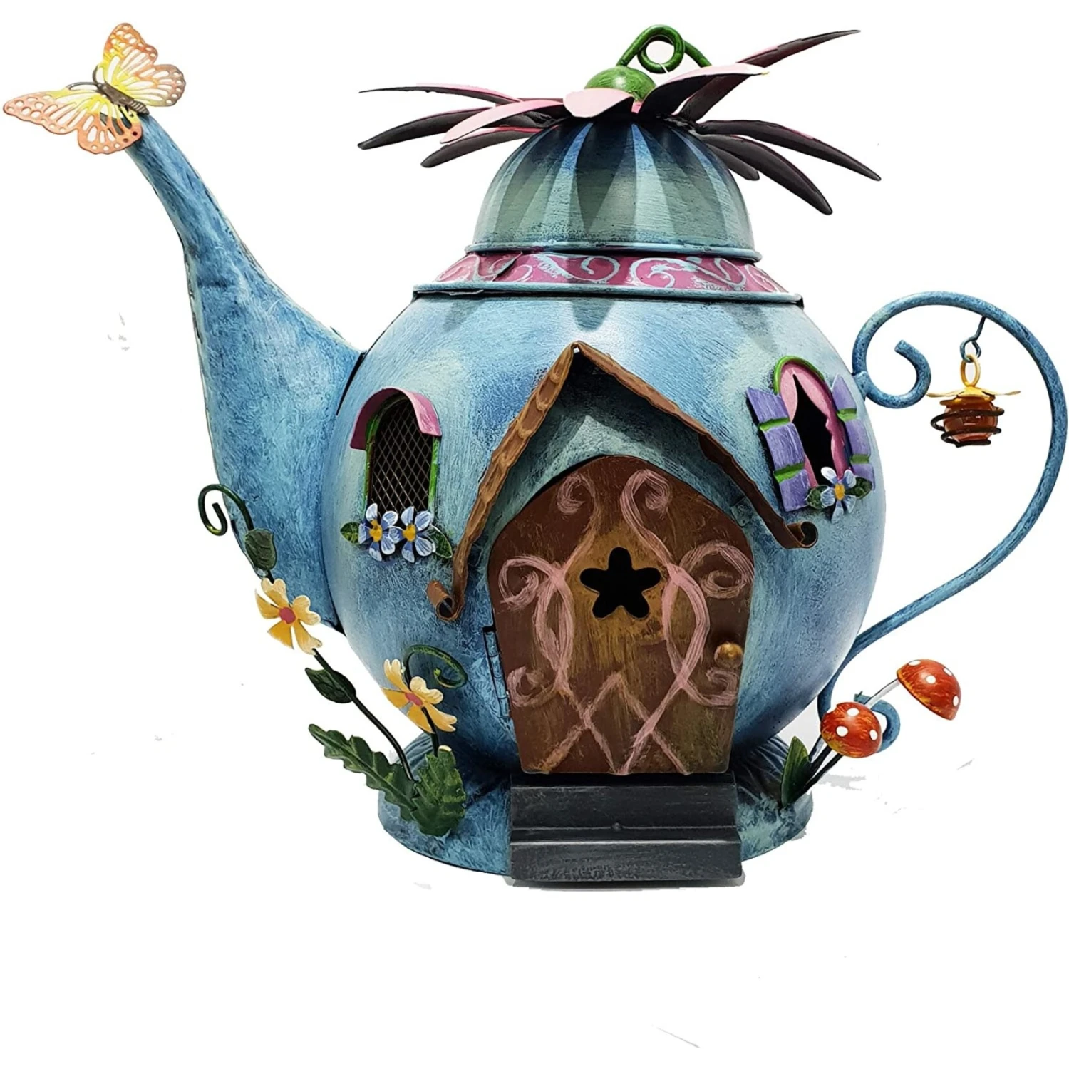 Fairy Kingdom - Blue Teapot Fairy House 1 Fairy Kingdom - Blue Teapot Fairy House